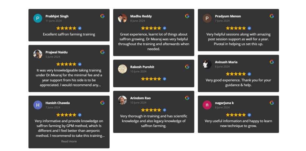 saffron aeroponics training revieve